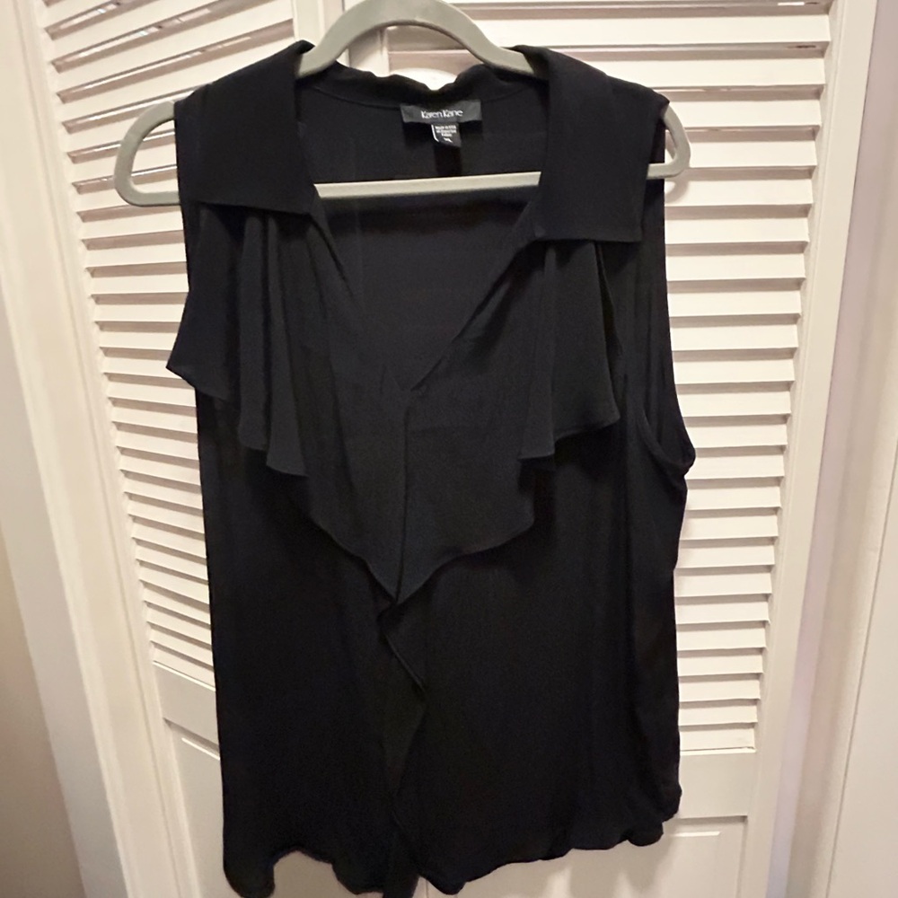 Karen Kane Black Sleeveless Blouse with Ruffle